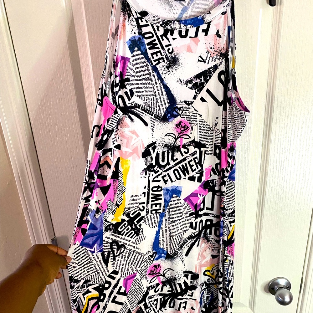 Graffiti printed maxi dress